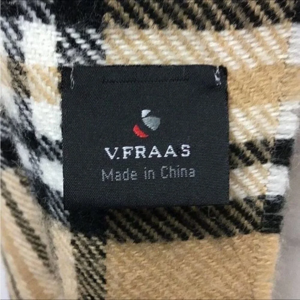 V. Fraas Unisex Lightweight Plaid Scarf By James Pell, Camel, OSFA